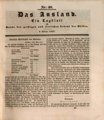 Das Ausland Donnerstag 9. Februar 1837
