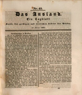 Das Ausland Dienstag 14. Februar 1837