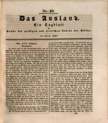 Das Ausland Samstag 18. Februar 1837