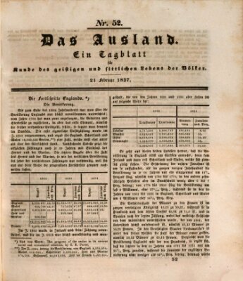 Das Ausland Dienstag 21. Februar 1837