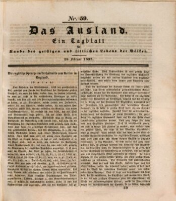 Das Ausland Dienstag 28. Februar 1837