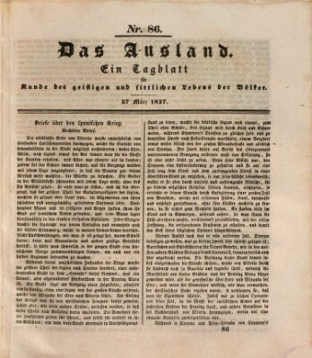 Das Ausland Montag 27. März 1837