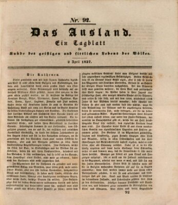 Das Ausland Sonntag 2. April 1837