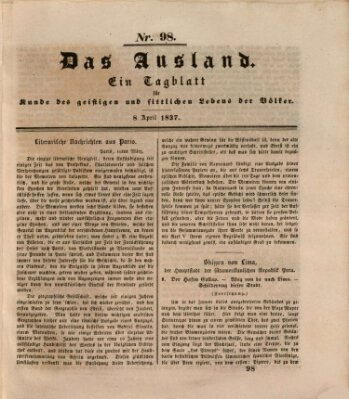 Das Ausland Samstag 8. April 1837