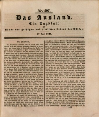 Das Ausland Montag 17. April 1837