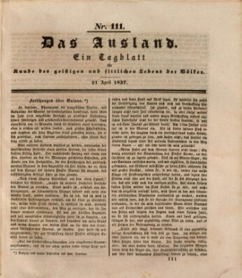 Das Ausland Freitag 21. April 1837