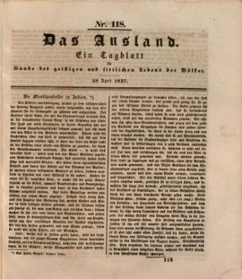 Das Ausland Freitag 28. April 1837