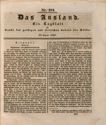 Das Ausland Freitag 30. Juni 1837