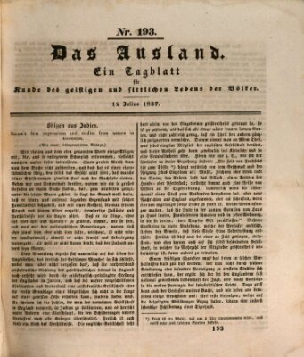 Das Ausland Mittwoch 12. Juli 1837