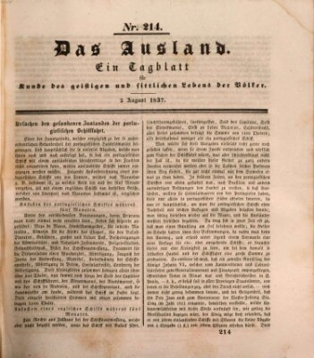 Das Ausland Mittwoch 2. August 1837