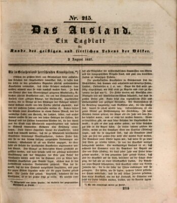 Das Ausland Donnerstag 3. August 1837