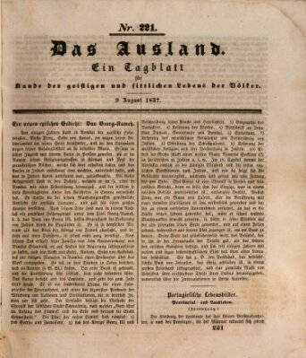 Das Ausland Mittwoch 9. August 1837