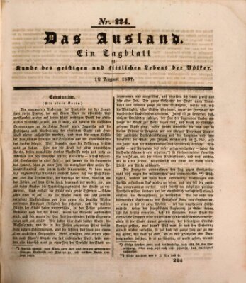 Das Ausland Samstag 12. August 1837