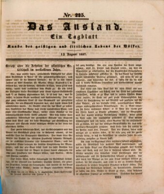 Das Ausland Sonntag 13. August 1837