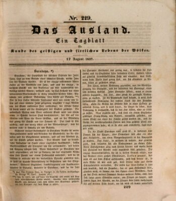 Das Ausland Donnerstag 17. August 1837