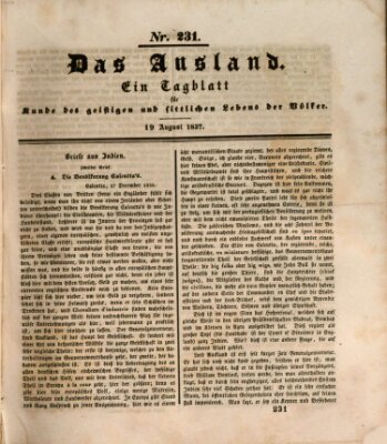 Das Ausland Samstag 19. August 1837