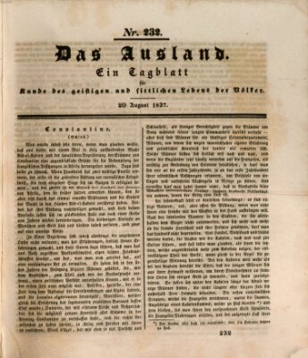 Das Ausland Sonntag 20. August 1837