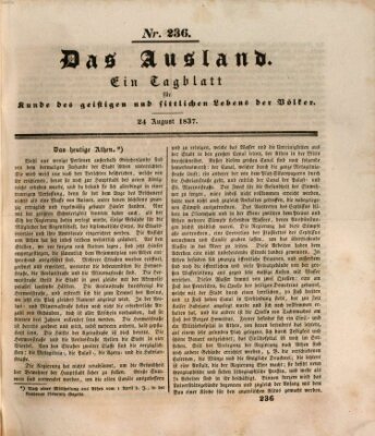 Das Ausland Donnerstag 24. August 1837