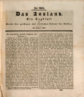 Das Ausland Samstag 26. August 1837