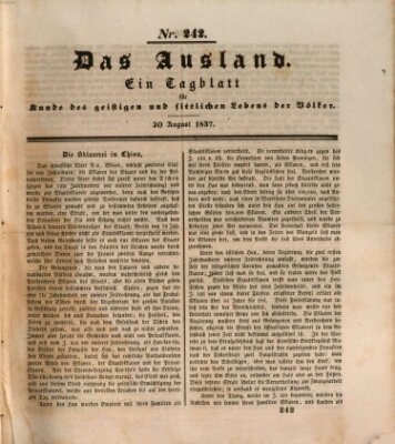 Das Ausland Mittwoch 30. August 1837