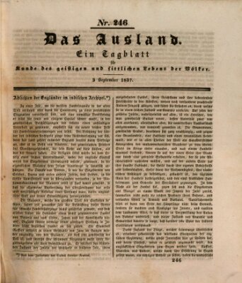 Das Ausland Sonntag 3. September 1837