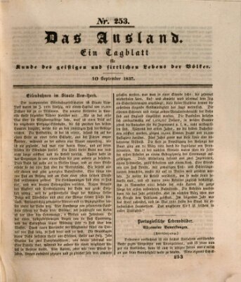 Das Ausland Sonntag 10. September 1837