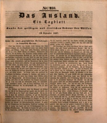 Das Ausland Freitag 15. September 1837