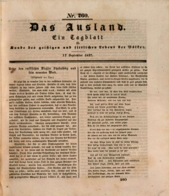 Das Ausland Sonntag 17. September 1837