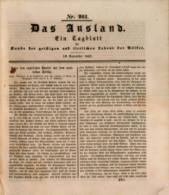 Das Ausland Montag 18. September 1837