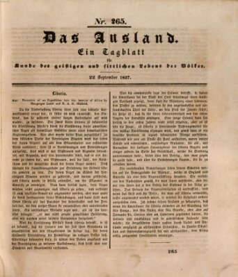 Das Ausland Freitag 22. September 1837