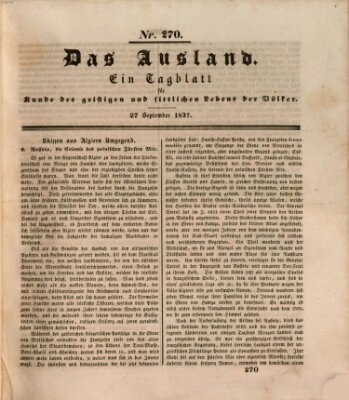 Das Ausland Mittwoch 27. September 1837