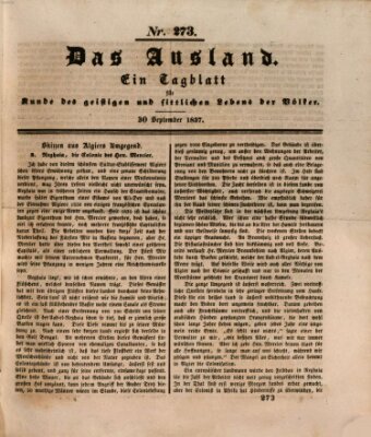 Das Ausland Samstag 30. September 1837