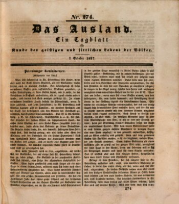 Das Ausland Sonntag 1. Oktober 1837