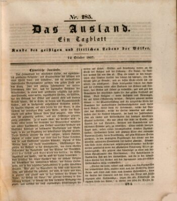 Das Ausland Donnerstag 12. Oktober 1837