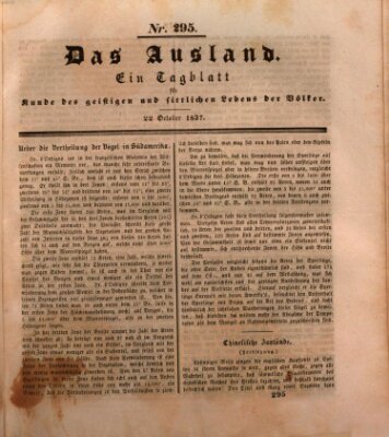 Das Ausland Sonntag 22. Oktober 1837