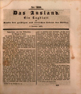 Das Ausland Sonntag 5. November 1837