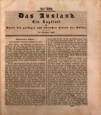 Das Ausland Sonntag 12. November 1837