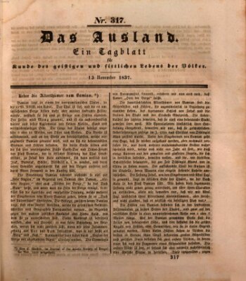 Das Ausland Montag 13. November 1837