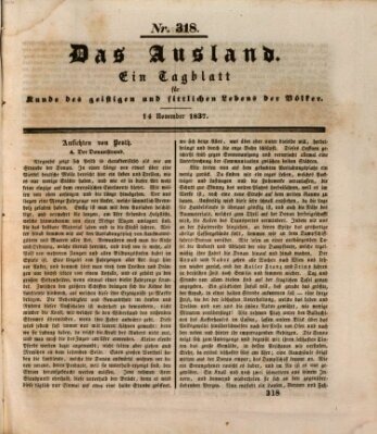 Das Ausland Dienstag 14. November 1837