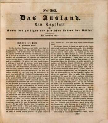 Das Ausland Sonntag 19. November 1837