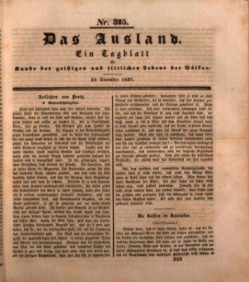 Das Ausland Dienstag 21. November 1837