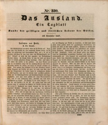 Das Ausland Sonntag 26. November 1837