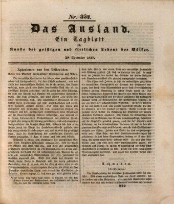 Das Ausland Dienstag 28. November 1837