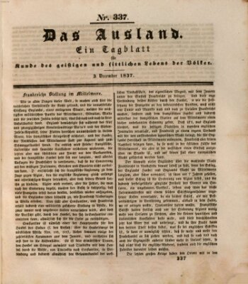 Das Ausland Sonntag 3. Dezember 1837