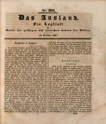 Das Ausland Sonntag 24. Dezember 1837