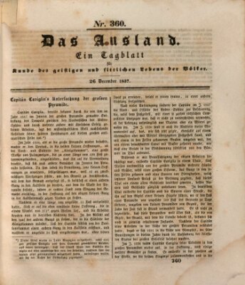 Das Ausland Dienstag 26. Dezember 1837