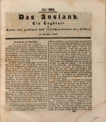 Das Ausland Mittwoch 27. Dezember 1837