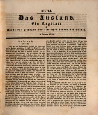 Das Ausland Sonntag 14. Januar 1838