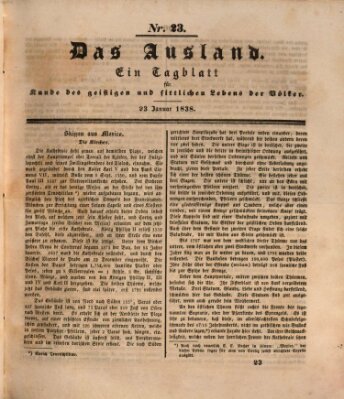 Das Ausland Dienstag 23. Januar 1838