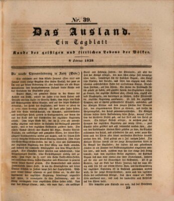 Das Ausland Donnerstag 8. Februar 1838